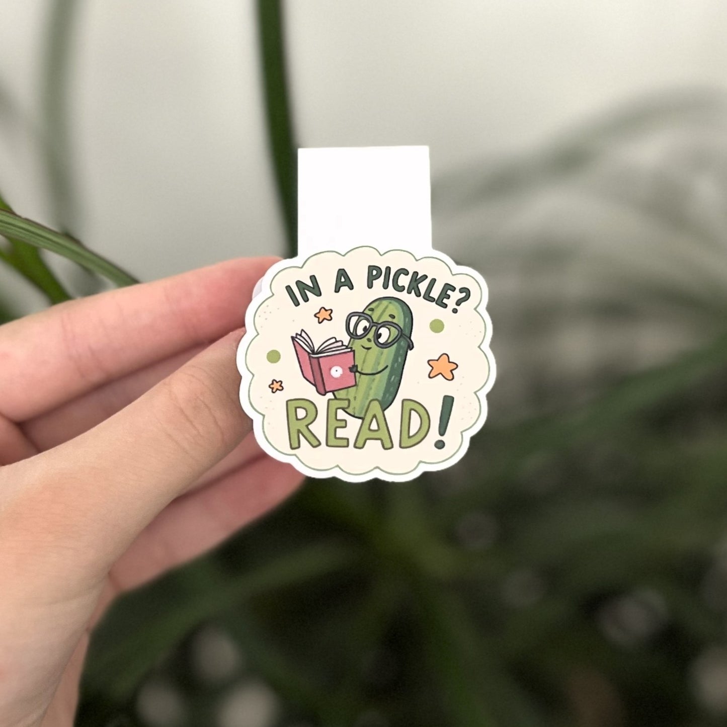 In a Pickle? Read! | Magnetic Bookmark | Cute pickle illustration