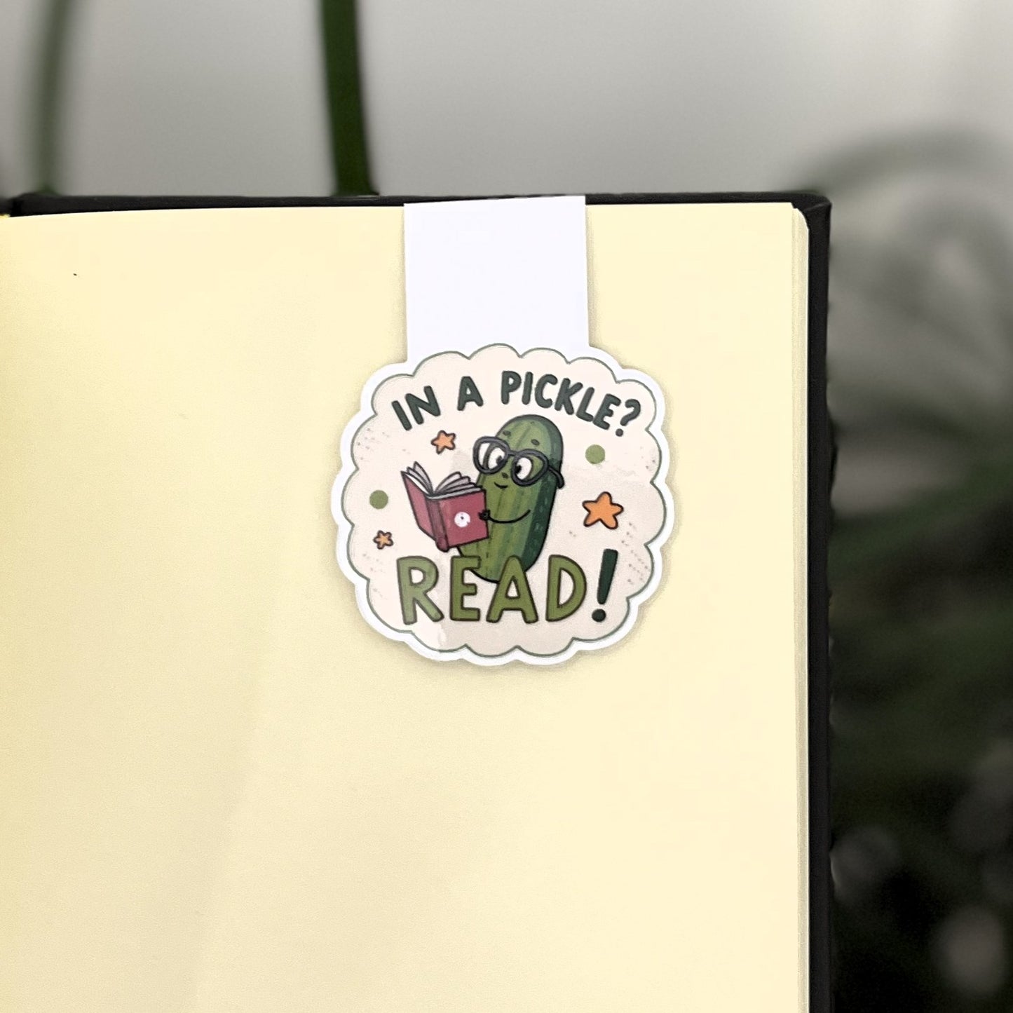 In a Pickle? Read! | Magnetic Bookmark | Cute pickle illustration