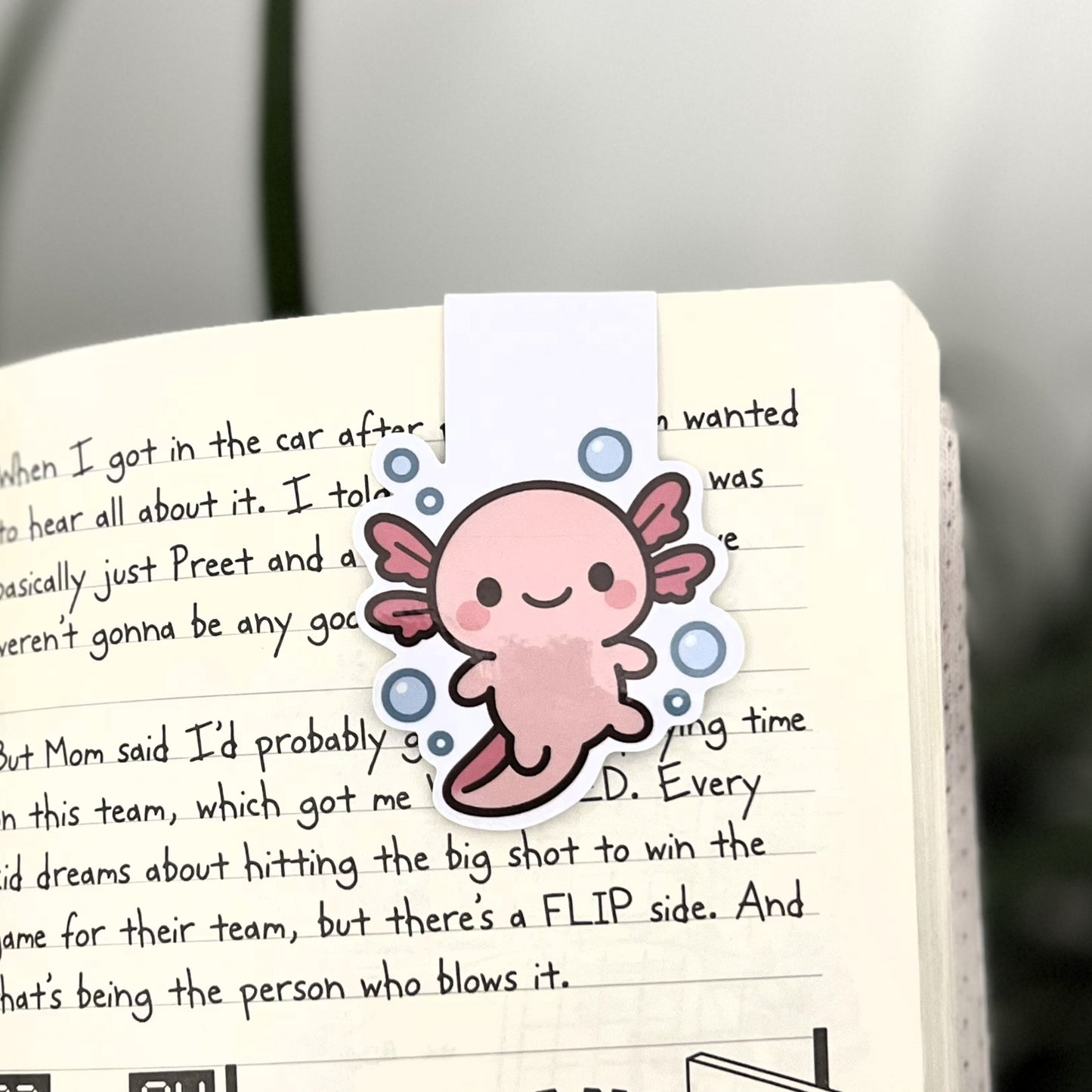 Cute Axolotl Magnetic Bookmark
