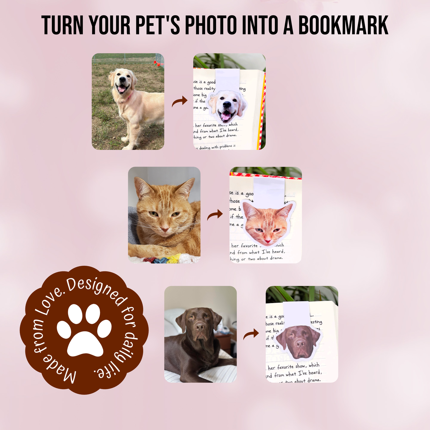 Custom Pet Photo Magnetic Bookmark | Personalized Pet Gift